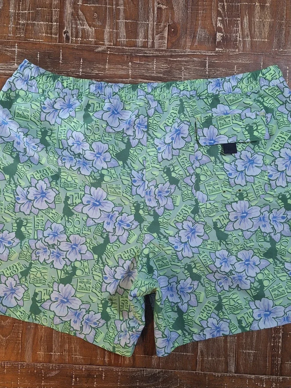 Vineyard Vines Swim Trunks Lined Mens XL Floral Green/Blue Pockets Drawstring